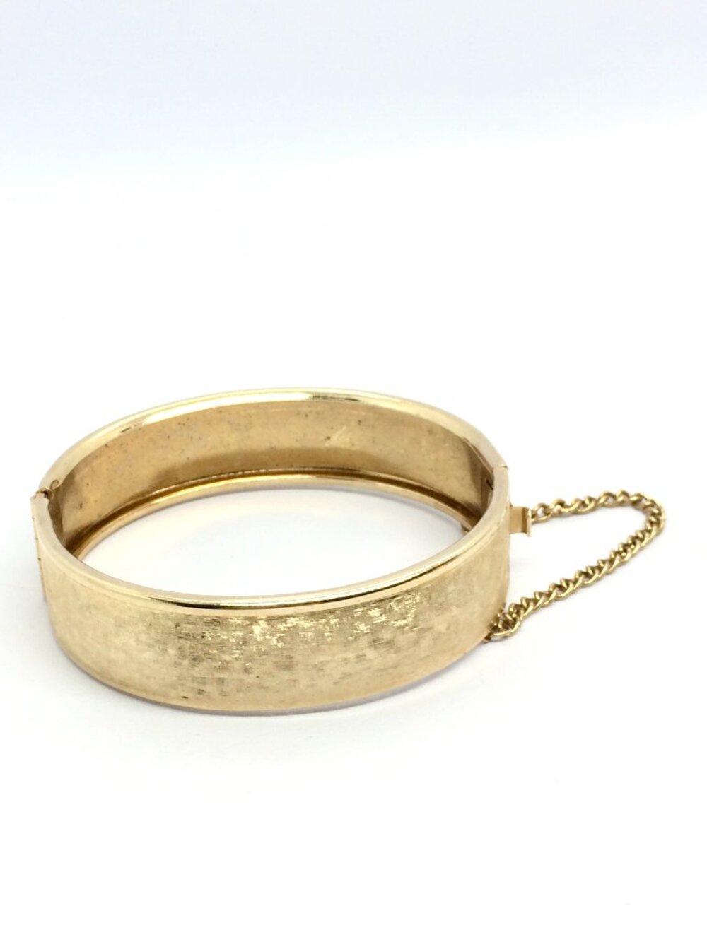MCM GOLD TONE Bracelet Textured Hinge Clamper Safety Chain Vintage